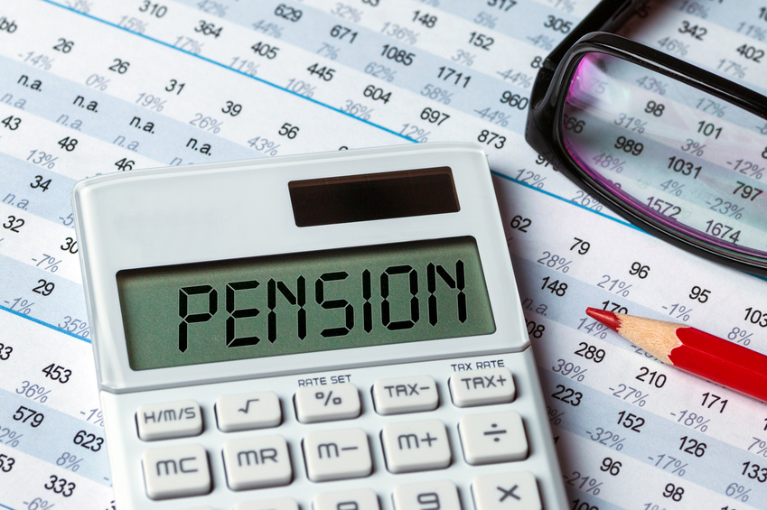 pension concept shown on calculator