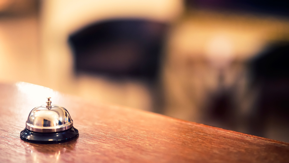 Close up of a bell in a hotel lobby